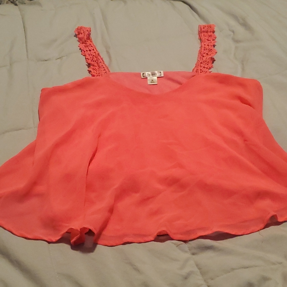 Decree Hot PINK Flowy Tank W/ Crochet Straps